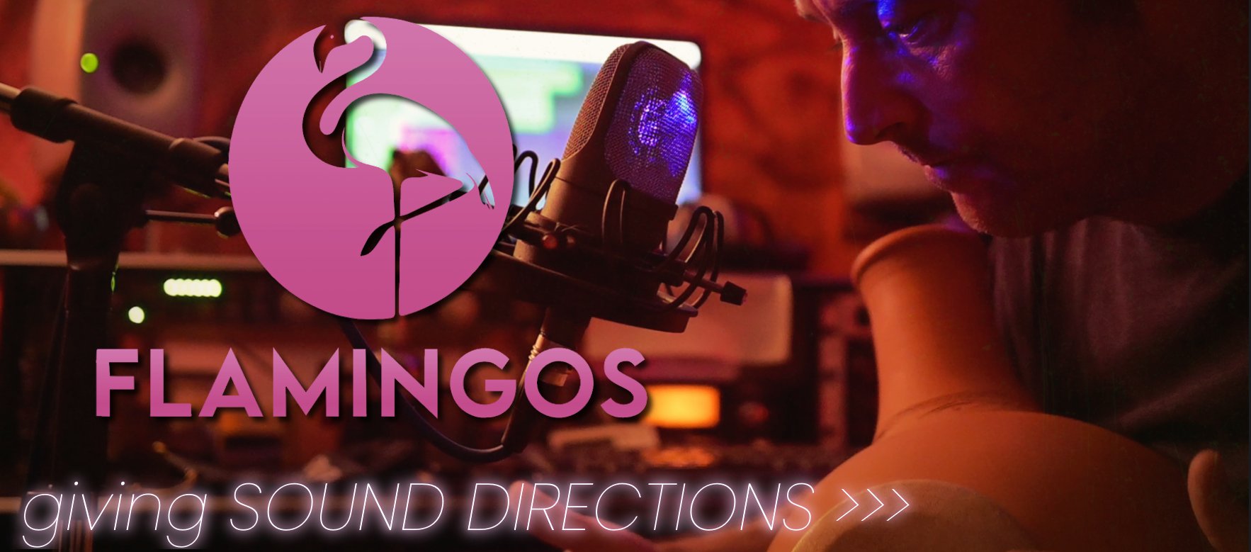 Audio engineer at the microphone in the Flamingos studio – giving Sound Directions